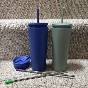 Simple Modern 24oz. Stylish Purple and Mint Green Travel Mugs with Straws